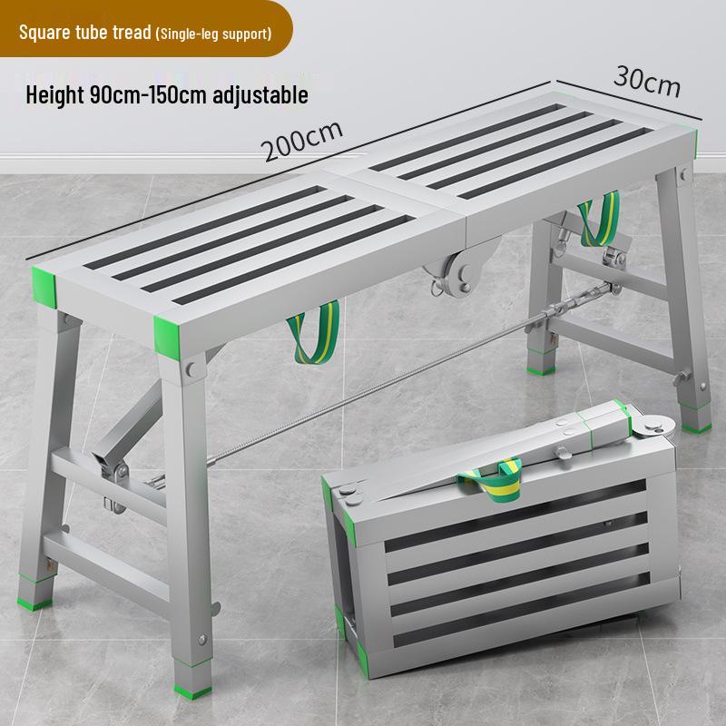 Folding Heightened Trestle Ladder and Putty Scraper for Construction