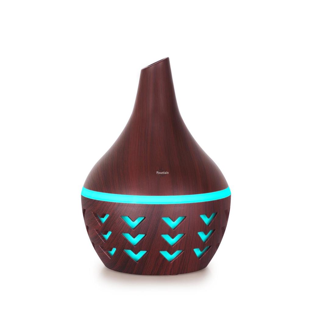 Увлажнитель воздуха с плоским горлышком и отделкой под дерево, 300 мл, с ночником - USB Mini Office Desktop Aromatherapy Companion