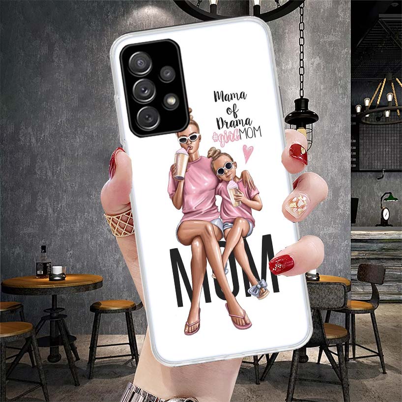 Baby Mom Girls Soft Phone Case For Samsung Galaxy A12 A22 A32 A52 A72 A02S A51 A50S A71 A70 A31 A20S Note 20 Ultra S10 A10S Gala