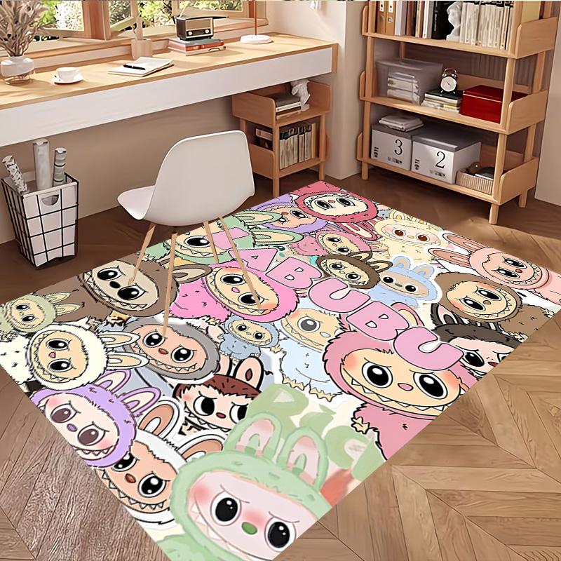 Labubu Print Rug, Washable Floor Carpet, For Entryway Dorm Laundry Room Office Study, Home Decor Birthday Christmas Gift