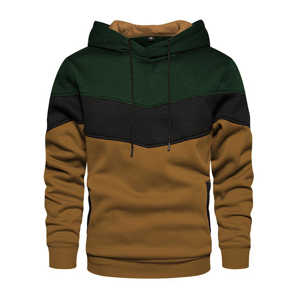 Spring and Autumn Men's Loose Casual Color Matching Hooded Sweatshirt