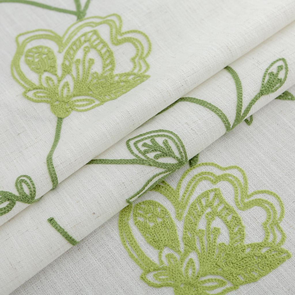 Green Embroidered Dining Table Fabric Cotton and Linen Cover Dining Table Flag Tablecloth Dining Table Mat