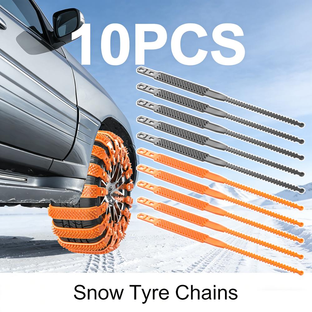 10pcs TPU Anti-Slip Tire Zip Ties for Pickup Trucks SUVs Reusable Winter Safety Chains Snow Chains for Winter Driving Muddy Road