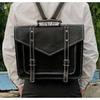 Vintage Black Leather Messenger Satchel Briefcase Shoulder Office Bag Backpack