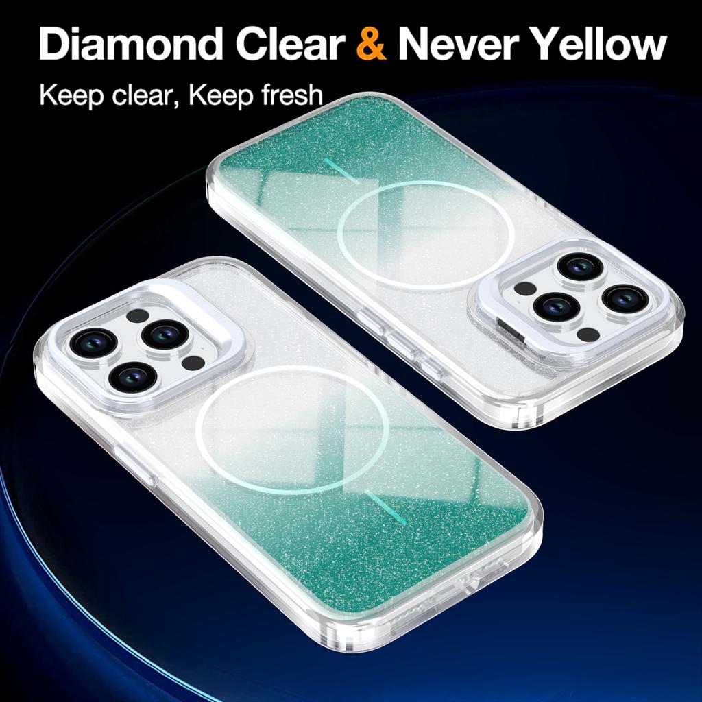Для iPhone 14 Pro Max Магнитный чехол Градиентный с блестками Ударопрочный ТПУ ПК Чехол для телефона Совместим с MagSafe