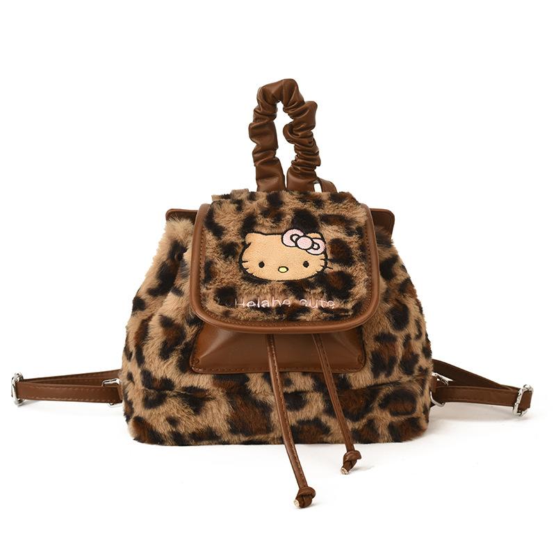 Fashion Leopard Print Boys And Girls Backpack Cute Kitten Kindergarten Baby Schoolbag Autumn And Winter Children'S Backpack Tide