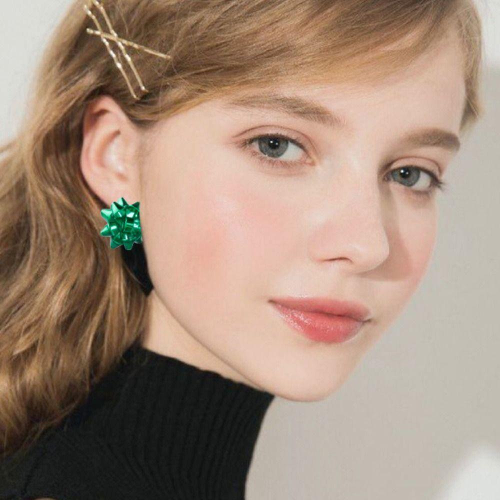 Pull Bows Creative Xmas Earrings Star Ribbon Star Lace Ribbon Earrings  New Year