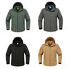 Men Jacket Hooded Long Sleeve Solid Color Jacket Coat with Multi Pockets Zipper