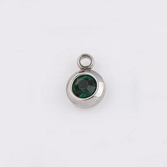 6.5mm Stainless Steel Birthstone Pendant - 12 Colors, DIY Jewelry Accessory
