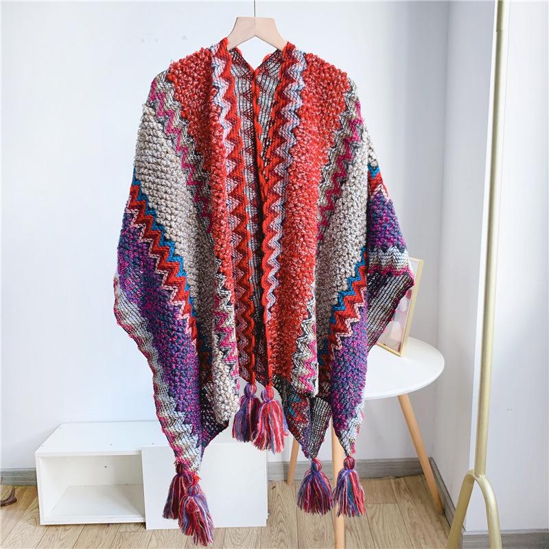 Women Shawl Wraps MODERN NEW SAGA Spring Wool Scarf Knitted Cardigan Wool Stoles Autumn Winter Female Shawls Knit Tippet