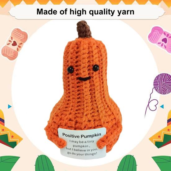 Halloween Pumpkin Decoration Crochet Pumpkin Hug Handmade Positive Energy Ornament for Mental Health Support