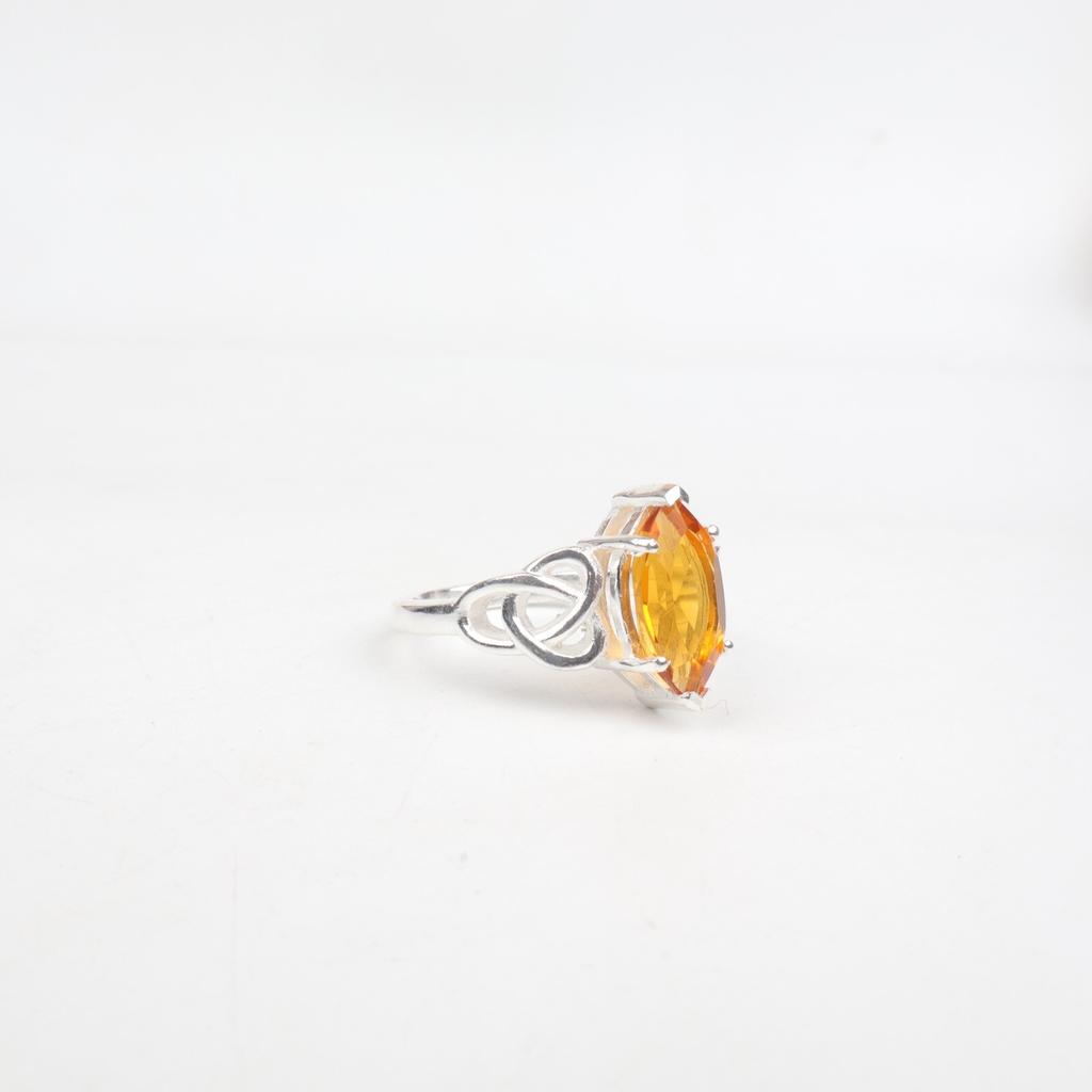 Natural Citrine Gemstone 925 Sterling Silver Jewelry Women's Boho Ring For Gift CZR-5-4