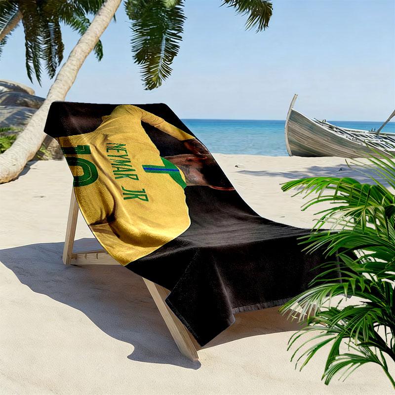 Neymar Jr Print Beach Towel, Large Soft Quick Dry Towel for Beach Camping Swimming