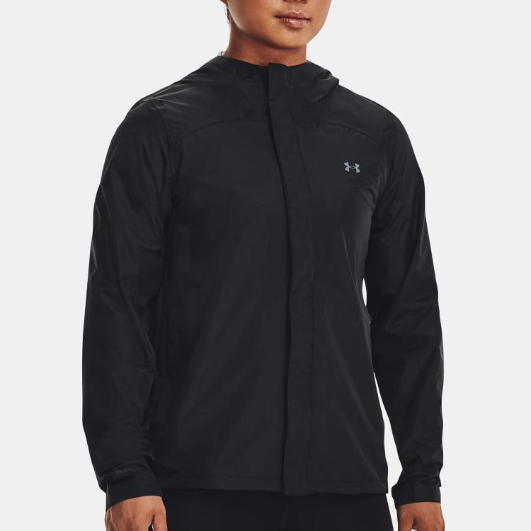 Under Armour UA Sun Protection Series SS23 Solid Logo Print Hooded Zip-Up Reglan Long Sleeve Jacket Women Jackets Black 1374645-001