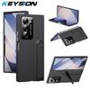 KEYSION Ударопрочный чехол для Samsung Galaxy Z Fold 6 5 5G Жесткий чехол для телефона с подставкой из ПК и защитой экрана из закаленного стекла