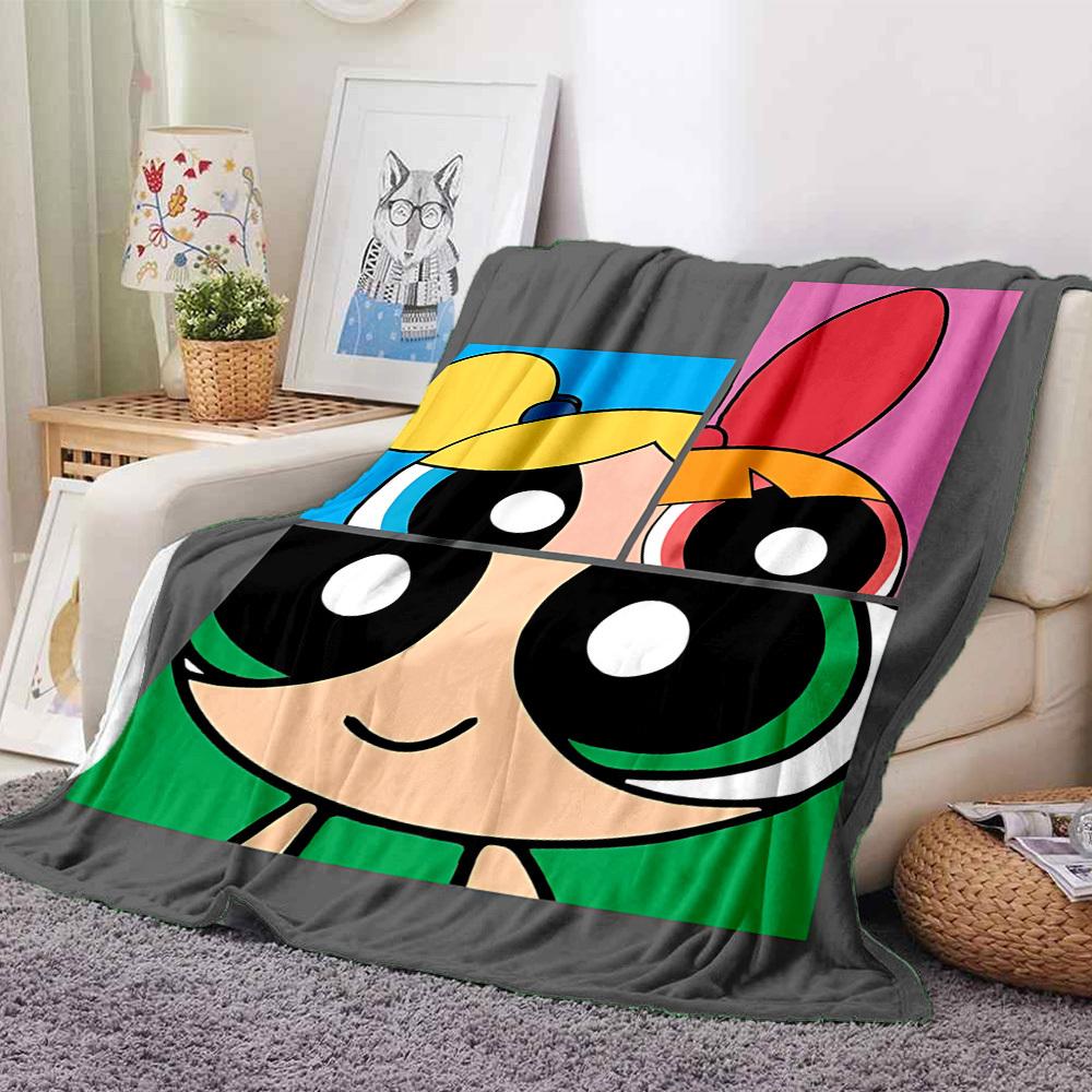1pc Powerpuff Girls Flannel Throw Blanket Lightweight Soft Warm All Season Blanket for Sofa, Bed, Travel,L1028126