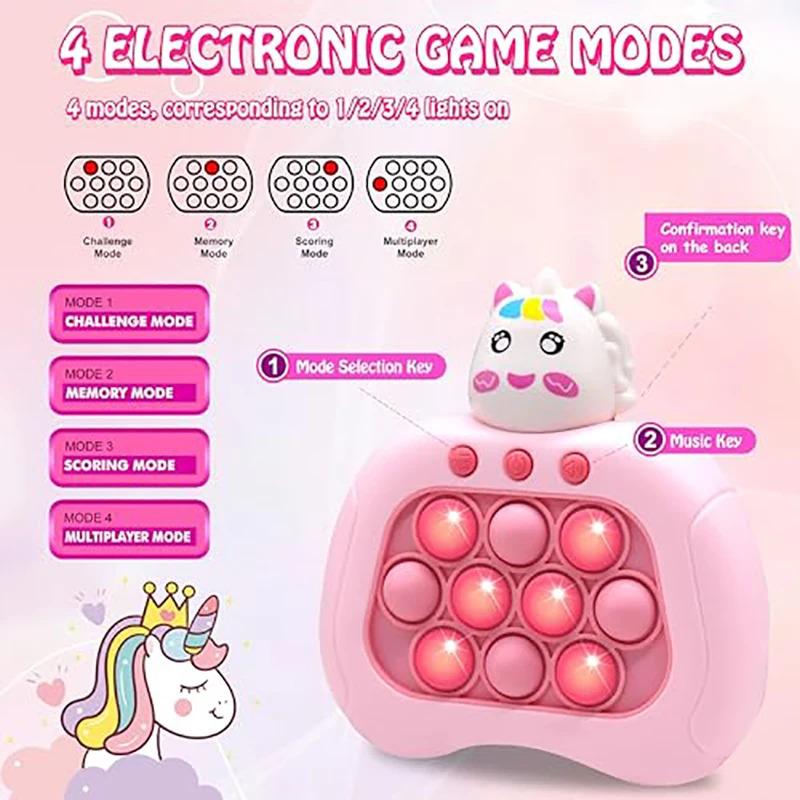 Push Quick Pop Fidget Toys Light Up Fidget Toy Electric Pop Bubble Game Controller Handheld Toys Birthday For Kids Girls