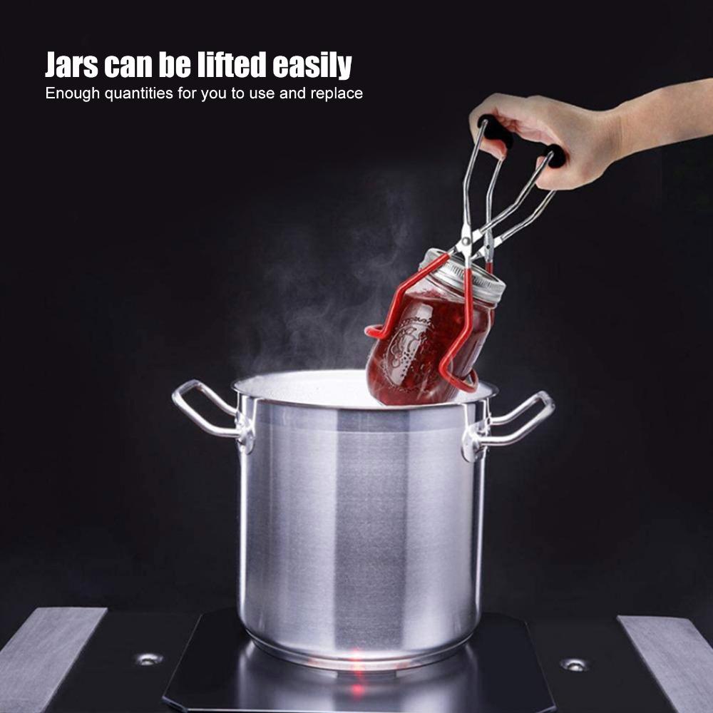 2PCS Stainless Steel Canning Jar Lifter Non-slip Handle Jar Lifter Tongs Home Kitchen