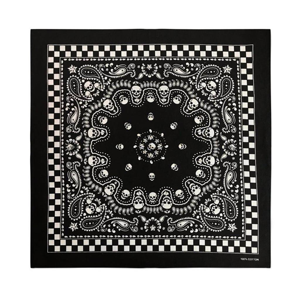 Skull Neckerchief for Women Men Fashion Print Headwrap Turban Scarf Bandannas for Festival Holiday Party Wear