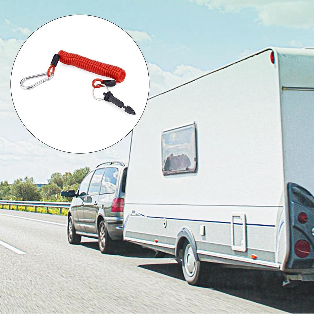 4Pcs Trailer Breakaway Cables, 6 Ft Heavy Duty Spring Towing Coiled Wire Replacement, Brake Away Switch Safety Lanyard With Pin For RV Trailer