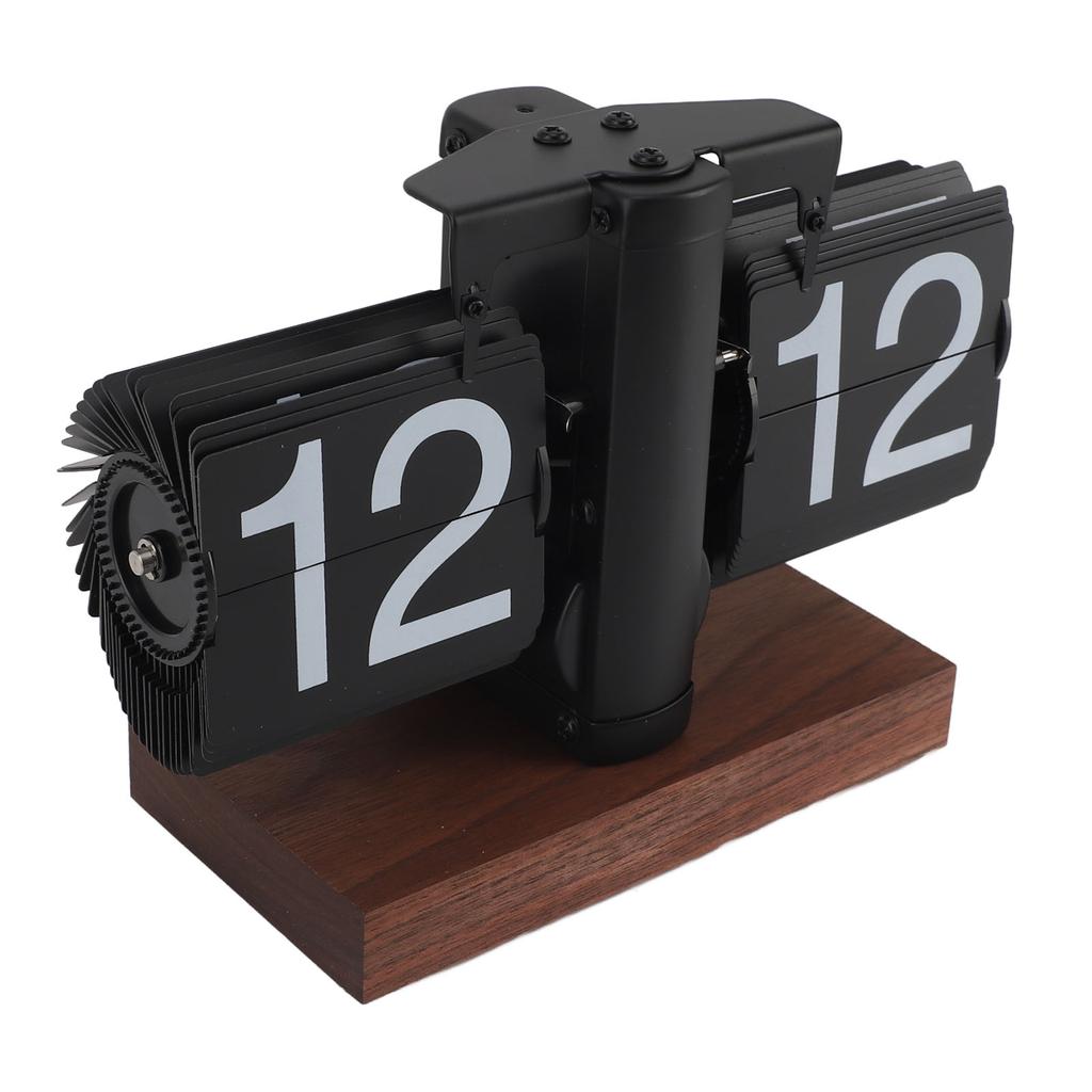 Flip Desk Clock Vintage 24 Hours Anti Slip Base Rotary Knob Adjustable Battery Powered Digital Flip