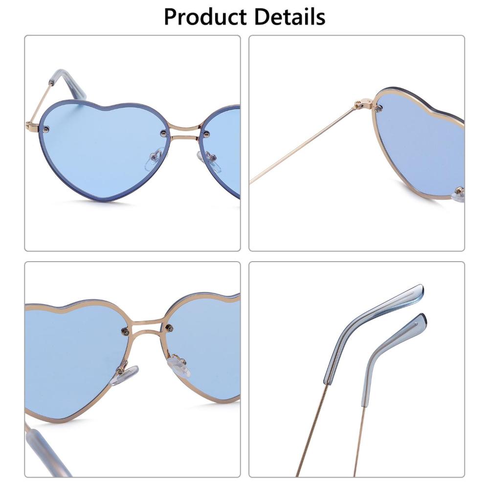 Солнцезащитные очки для выпускного вечера с защитой от ультрафиолета на Хэллоуин в форме сердца без оправы розовые солнцезащитные очки в стиле хиппи