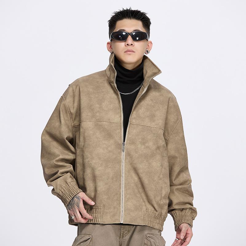 Осень и зима Новые модные брендовые мужские и женские куртки в американском стиле ретро с воротником-стойкой Кожаная куртка PU Locomotive Jacket