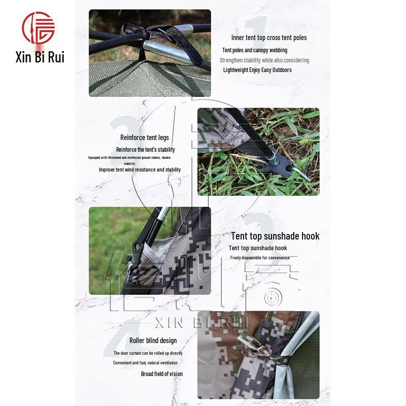 Xinbirui 2x2m Camouflage Double Camping Tent