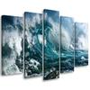 Five Piece Picture Canvas Print Sea Ocean Waves