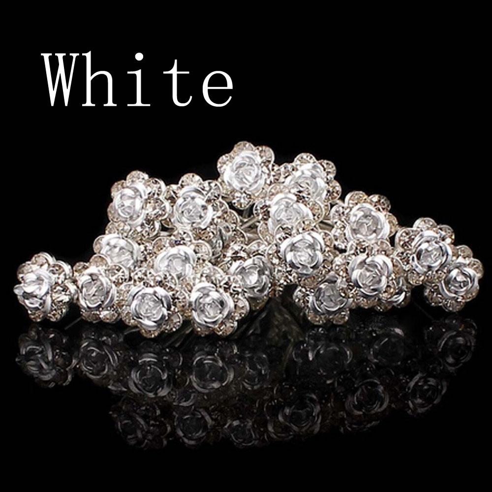 20PCS Fashion Bridal Wedding Rhinestone Crystal Hair Clips Flower Hairpins