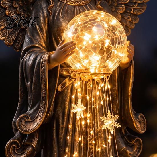Automatic Charging Yard Decor Solar Angel Remembrance Garden Light LED Blessing Statue with Warm Cascading Outdoor Christmas Ornaments Memorial