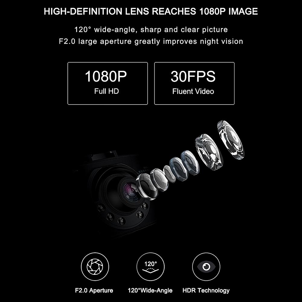 Автомобильный видеорегистратор 1080P, широкоугольный автомобильный видеорегистратор с ЖК-экраном, ночным видением, датчиком движения, автомобильными аксессуарами