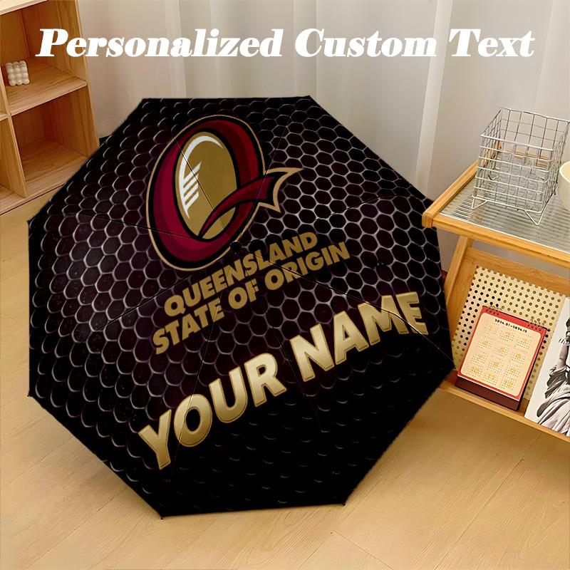 Складной зонт Queensland Maroons с автоматическим открытием, 8 спиц, персонализированный с текстом имени, для дождя и солнца, подарок