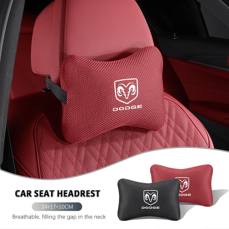 1Pcs Car Breathable Ice Silk Headrest Auto Neck Support Pillow For Dodge Challenger Charger Journey Ram Durango SRT Dart Journey T999