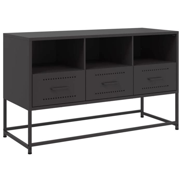 VidaXL Meuble TV noir 100,5x39x60,5 cm acier, support TV, buffet TV, meuble multimédia, banc TV, armoire hifi, centre de 846542
