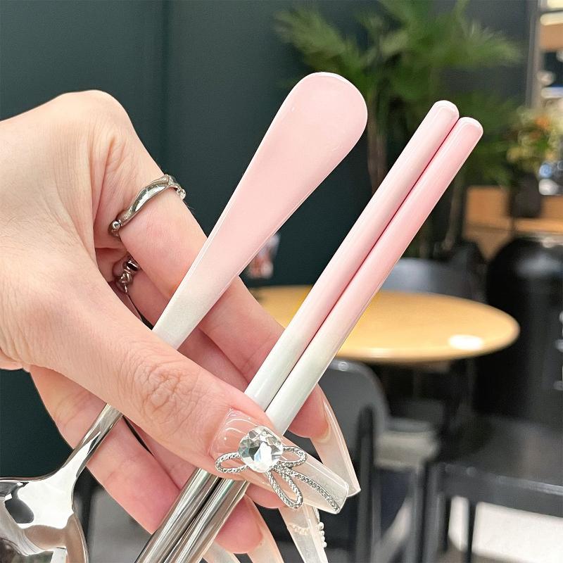 Портативный набор столовых приборов из нержавеющей стали Ложка Палочки для еды Студенческий Дорожный Портативный набор столовых приборов в корейском стиле с коробкой Кухонный инвентарь