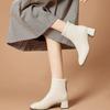 2025 новые весенне-осенние ботинки с круглым носком женские на толстом каблуке из мягкой кожи на среднем каблуке тонкие ботинки осенне-зимняя женская обувь модные ботинки