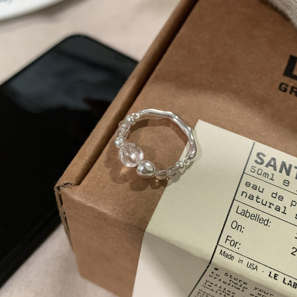 VENTFILLE 925 Sterling Silver White Quartz Ring for Women Translucent Natural Sweet Korean Style Ins Jewelry Gift Dropship
