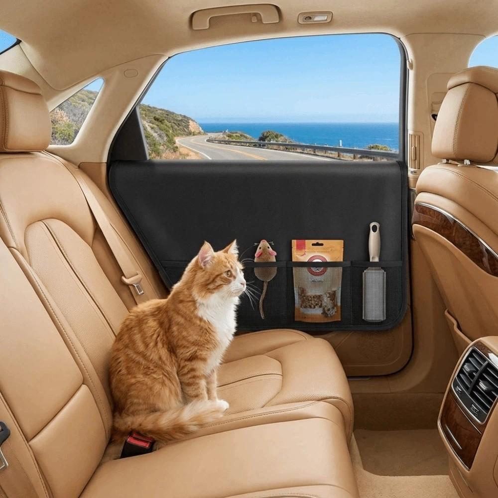 Mesh Pocket Pet Door Cover Anti Scratching Vehicle Door Cover Car Door Guard for Pet Dogs