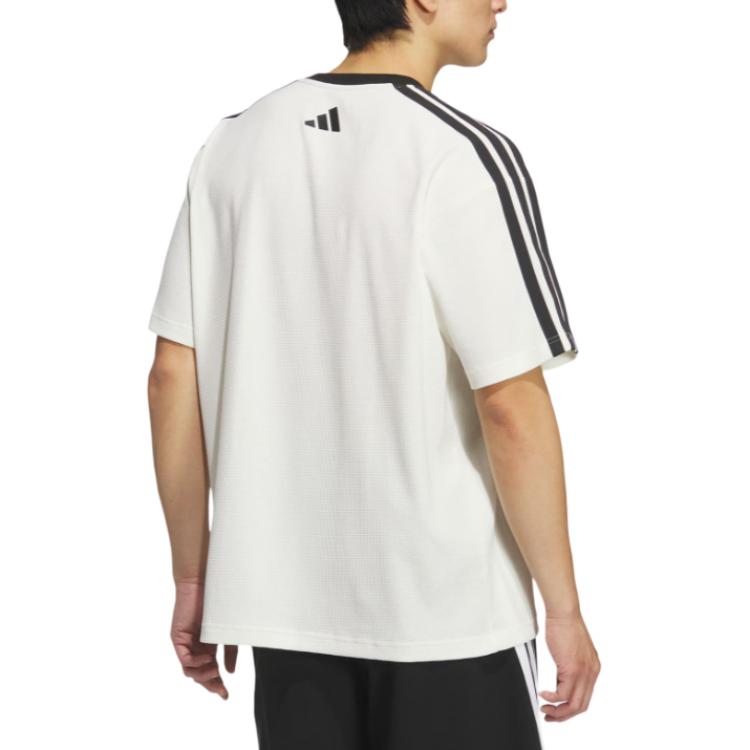 adidas Футболки мужские Нефритовый Белый/Черный Круглый вырез Умеренный KF2472