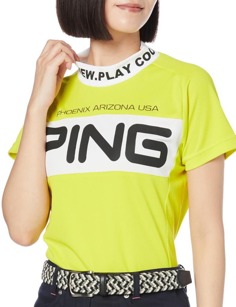 Ping Apparel Women's Short Sleeve High Neck Shirt (Quick Dry) / Golf Undershirt / 622-3268810 061_Light Yellow L