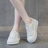 Белые туфли с мыском-ракушкой для женщин весна и лето дышащие и удобные повседневные туфли на толстой подошве с увеличением роста кроссовки на шнуровке