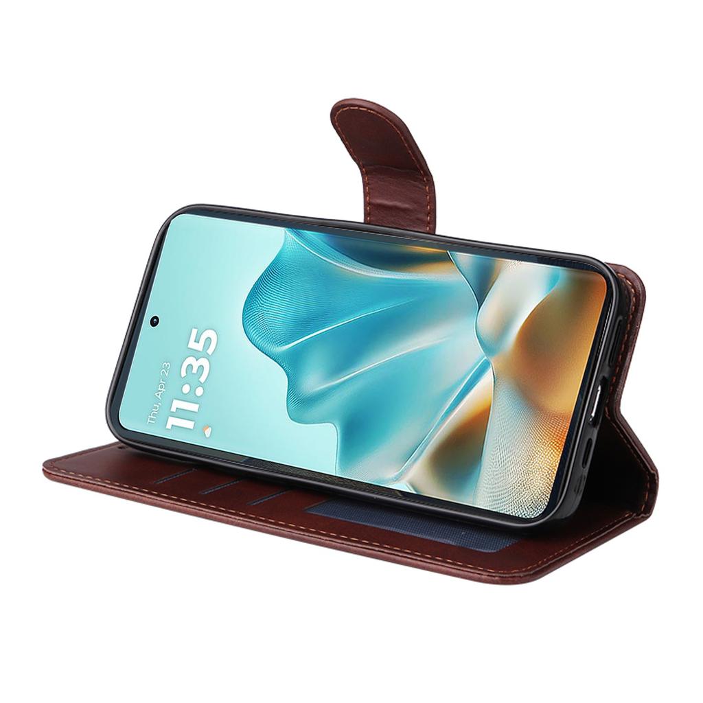 For Motorola Edge 60 5G/60 Fusion 5G PU Leather Wallet Case ENKAY HAT PRINCE Phone Stand Cover with Tempered Glass