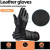 Leather Gloves Touch Screen Compatible Adjustable Fit Black Leather Soft Cashmere Lining Winter Warmth Christmas Gift