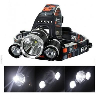 AFUNTA Boruit LED Super 4 Lighting CREE T6 Идеально для пеших походов и ночной рыбалки Зарядный кабель Налобный фонарь, Перезаряжаемый, Водонепроницаемый, Мощный, 5000 лм,