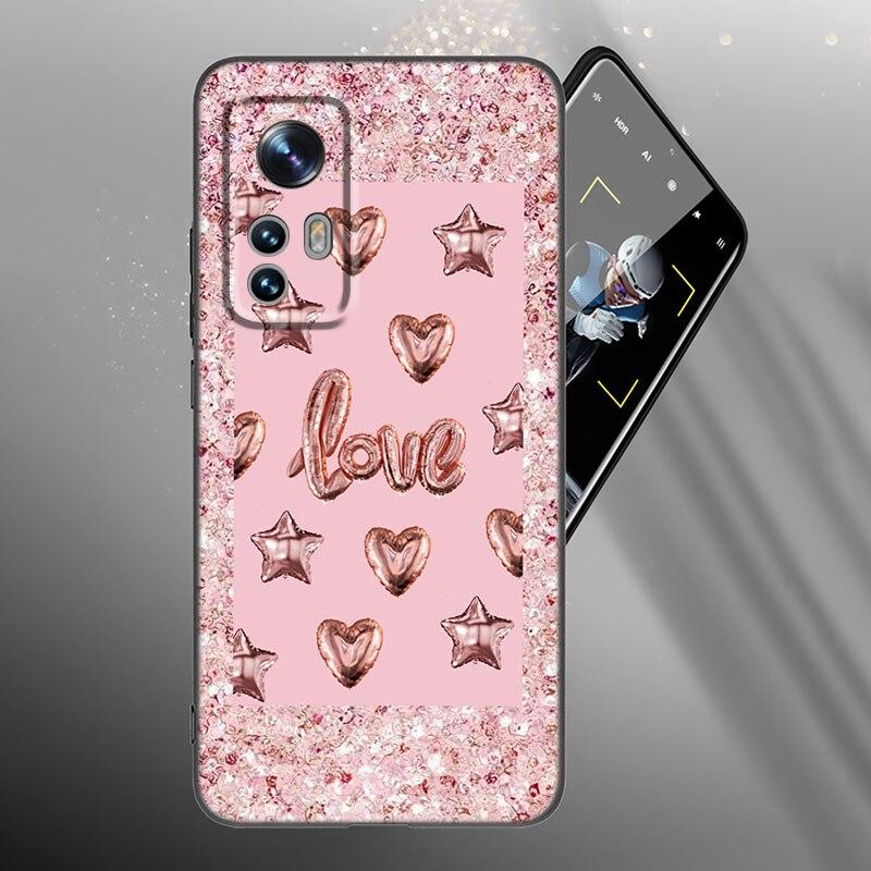 Love Rose Gold Style Phone Case For Xiaomi Mi 10T 11i 11T Note 10 11 Lite NE F1 POCO F3 M3 X3 GT NFC M4 X4 Pro 5G Black Cover