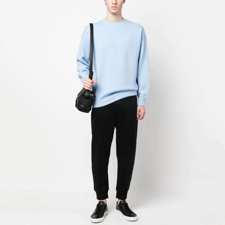 EMPORIO ARMANI Knitted Sweatpants Men's Black Moderate Cuffed Pants 3R1PCH-1JIQZ-0999