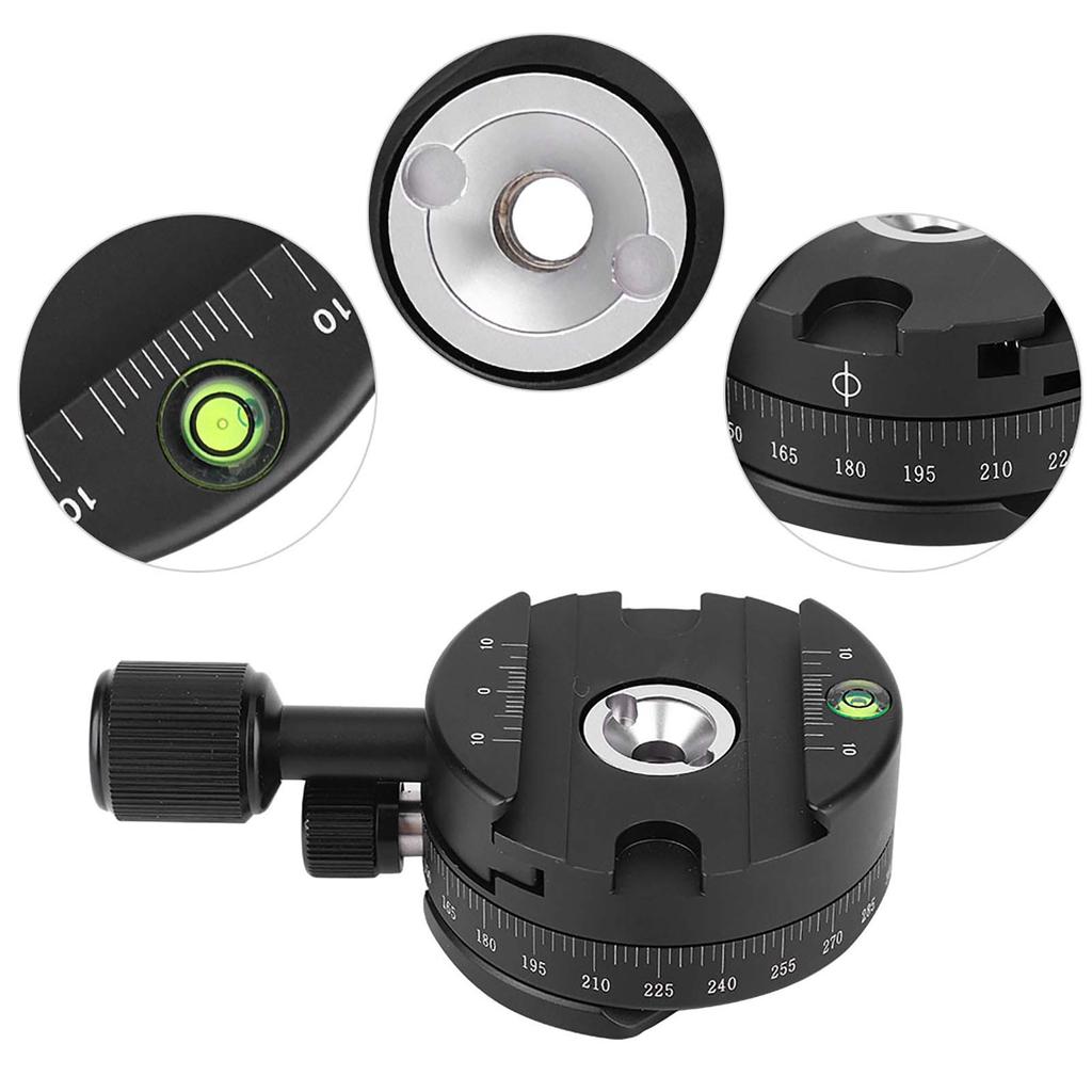 QJ 01 Aluminum Alloy Panoramic Tripod Head, 360° Rotatable, for Arca-Swiss Clamps, with Quick Plate