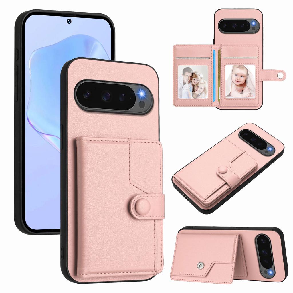 For Google Pixel 10 Pro/Google Pixel 10 Case RFID Blocking Card Holder Kickstand TPU + PU Leather Phone Back Cover