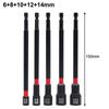 5PCS 6 Inch Magnetic Long Nut Driver 8-14mm For Impact Drill Long Shank Nut Driver Bits Hex Socket Adapter